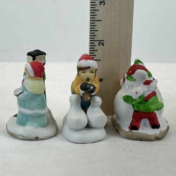 Vintage Christmas Village Accessories Ceramic Trees Children Figurines Set 7 pcs - Picture 12 of 16